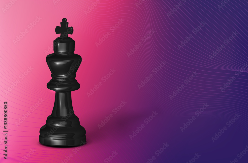 Stylized Black Chess King on Colorful Gradient Stylized Black Chess King on Colorful Gradient