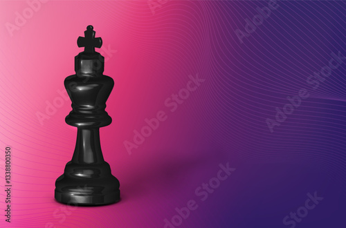 Stylized Black Chess King on Colorful Gradient