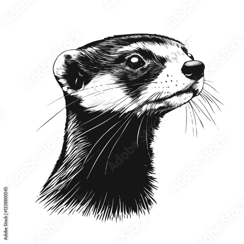 Black and white minimalist Ferret symbol – perfect for tattoos, logos, and vector designs. Isolated on a white background.

