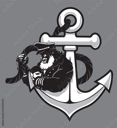Toughest Sea Captain with Anchor, Symbol Illustration