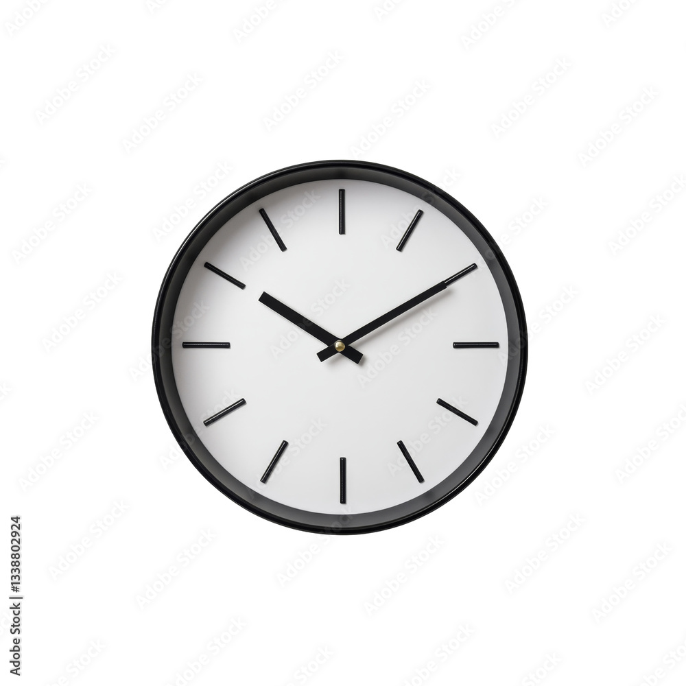 Simple wall clock with black frame and minimalist design Simple wall clock with black frame and minimalist design