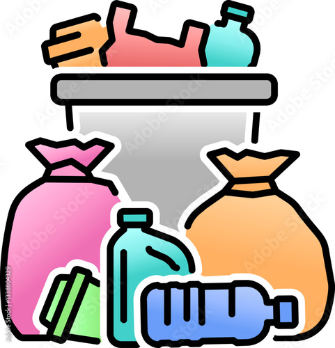 Over flowing trash can icon logo.