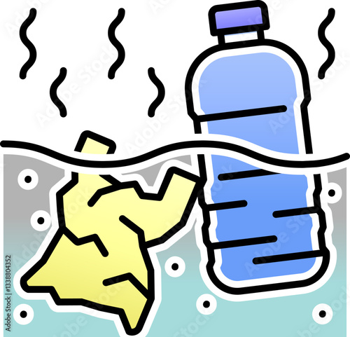 Water Waste Pollution Icon Logo.