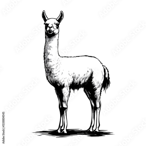 Black and white minimalist Llama symbol – perfect for tattoos, logos, and vector designs. Isolated on a white background.

