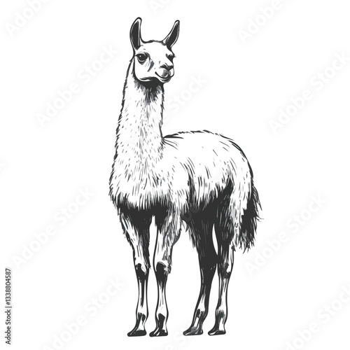 Black and white minimalist Llama symbol – perfect for tattoos, logos, and vector designs. Isolated on a white background.

