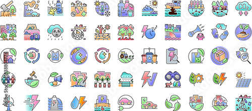 Ecology Green technology Icon Set.