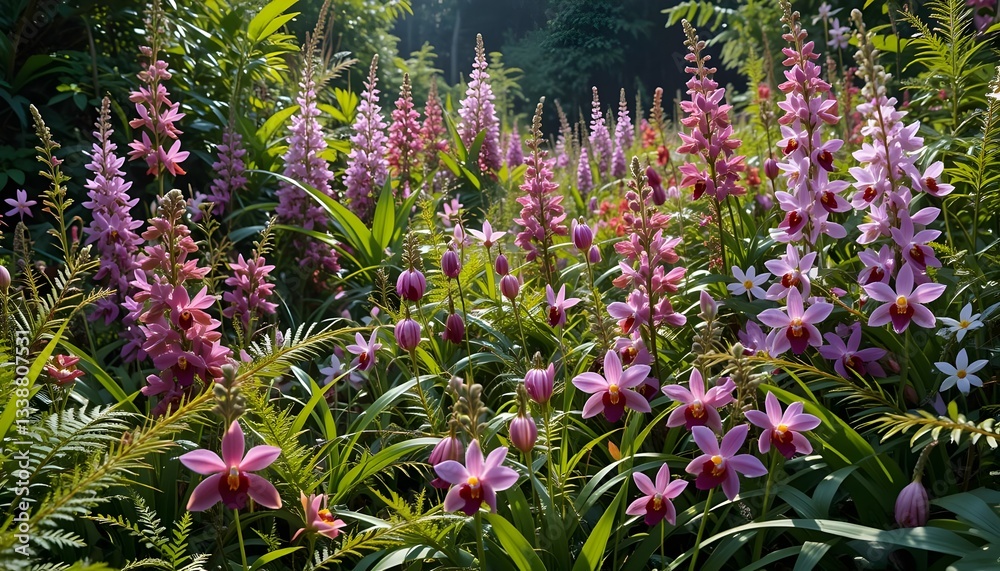 Obraz premium Garden Flowers with Pink and Purple Blooms