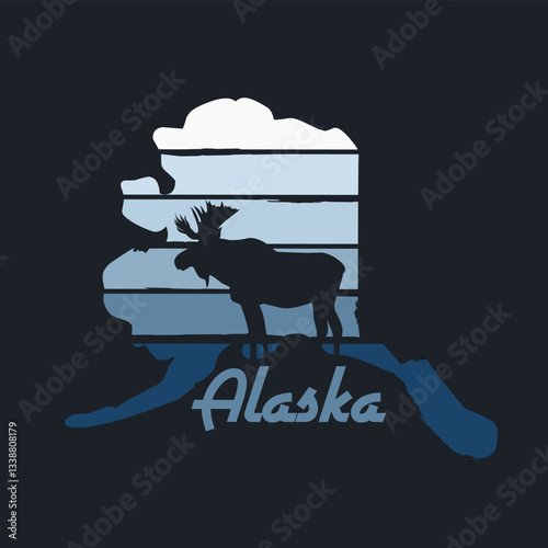 Alaska Moose with Grunge and Gradient Style Perfect for Print, Apparel, etc
