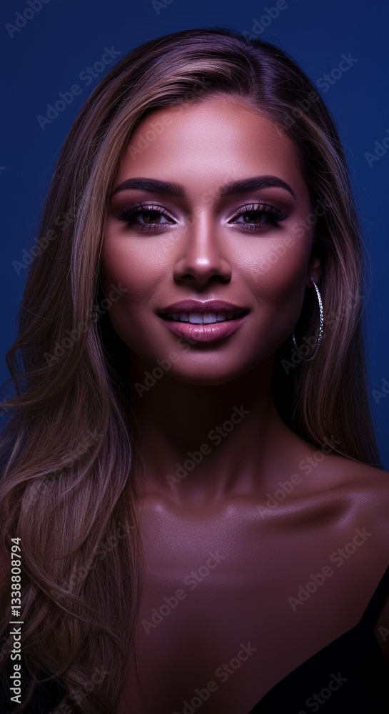 Fototapeta premium Stunning Portrait of a Beautiful Woman with Long Blonde Hair