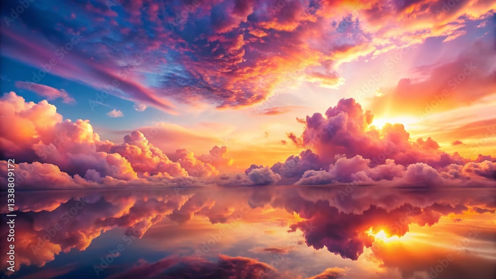 Fototapeta premium Serene Pink Sunrise Clouds: Dreamy Double Exposure Background for Art & Design