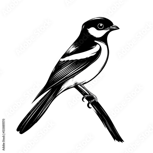 Trogon symbol - black and white & minimalist design for tattoos, logos, vectors - isolated on white background.