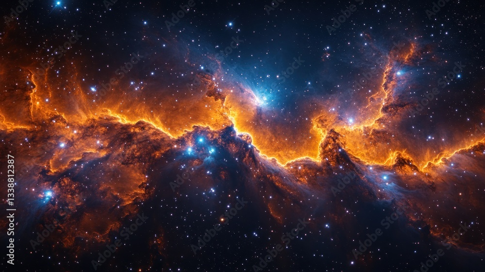 Fototapeta premium Cosmic Inferno: A Fiery Nebula's Embrace