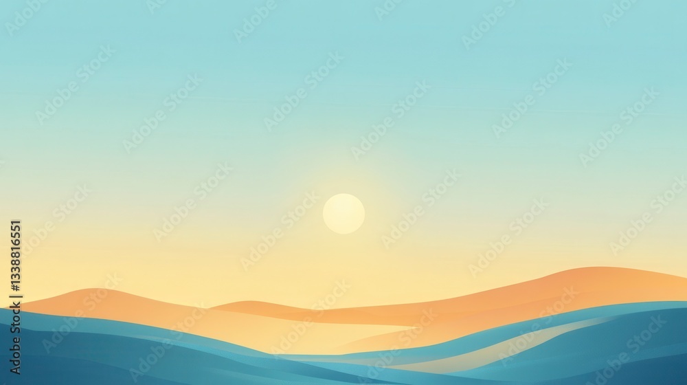 Fototapeta premium Serene Sunset over Abstract Desert Landscape