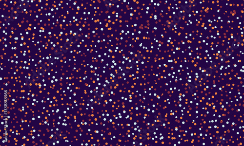 Abstract festive confetti pattern.  Vibrant, colorful dots on a deep purple background create a joyful and celebratory mood. Perfect for backgrounds, textures, or festive designs.