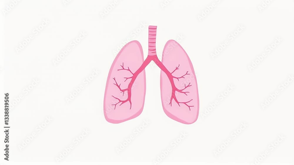 Animated Pink Lungs on White Background Simple Medical Illustration Animated Pink Lungs on White Background Simple Medical Illustration