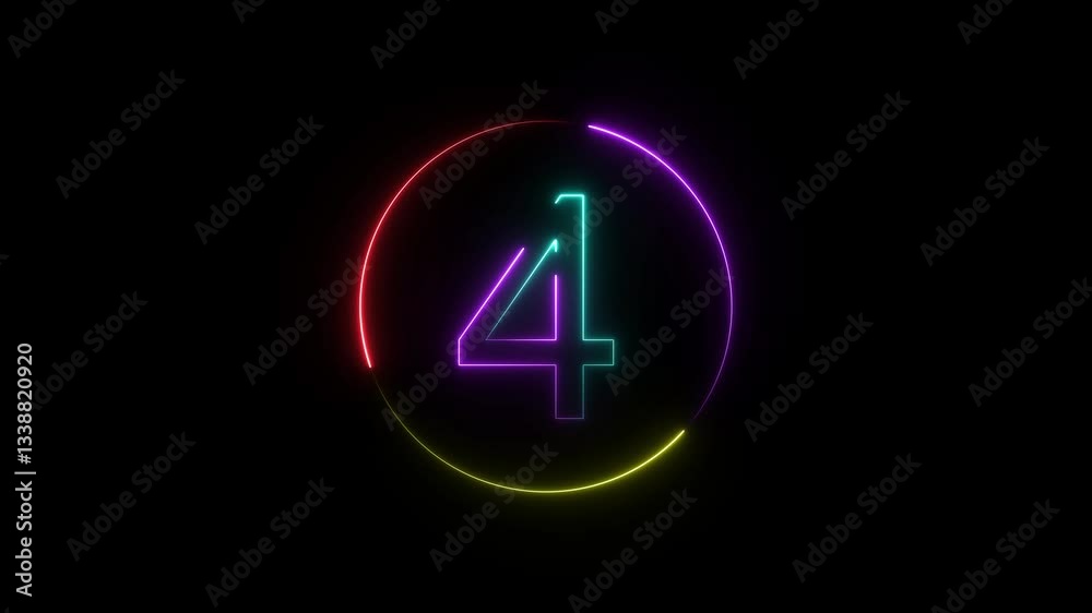 A dynamic circular animation, and glowing neon number 4 animation . on a black background. and creating a stunning video.4k video A dynamic circular animation, and glowing neon number 4 animation . on a black background. and creating a stunning video.4k video