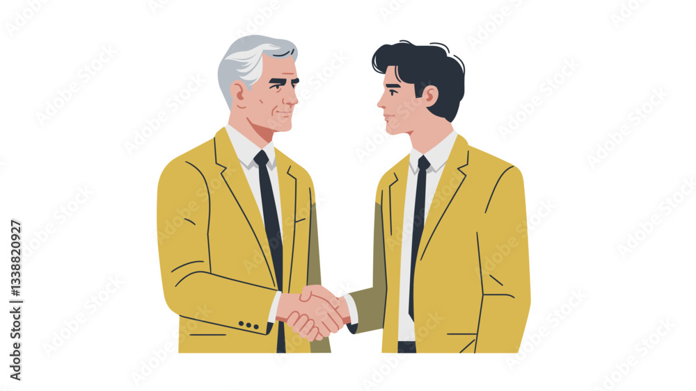 Two business people shaking hands, Senior man and young man Two business people shaking hands, Senior man and young man