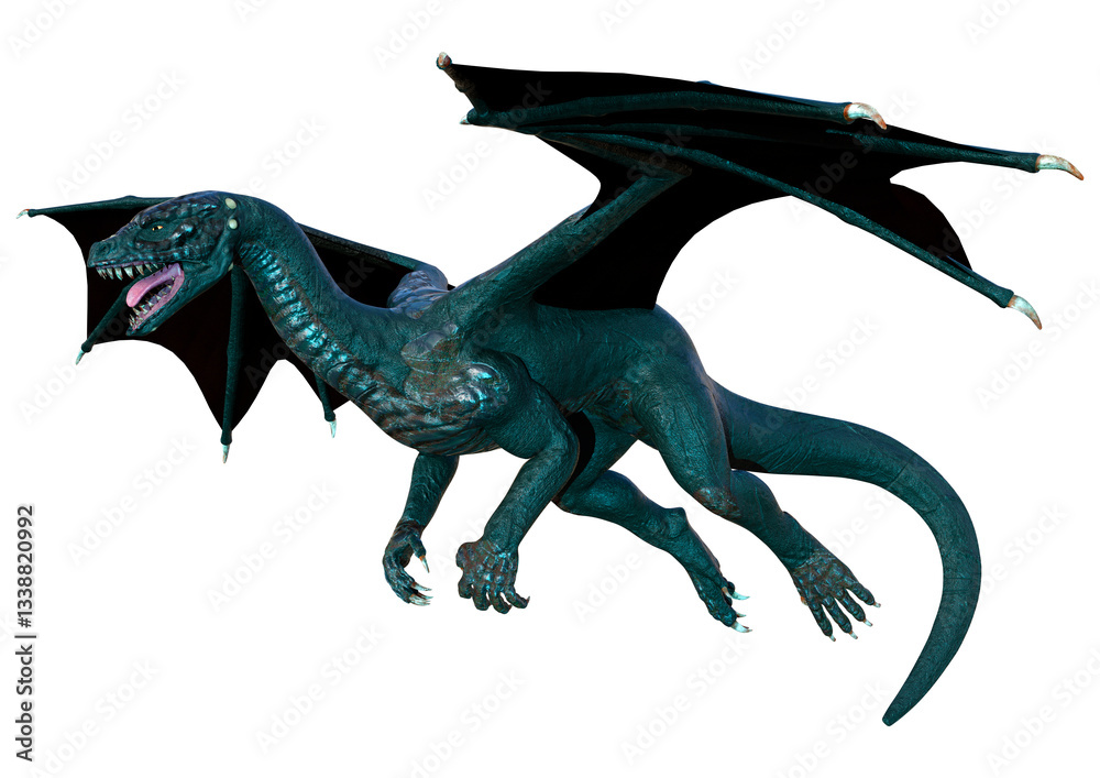 Fototapeta premium 3D Rendering Fairy Tale Dragon on White