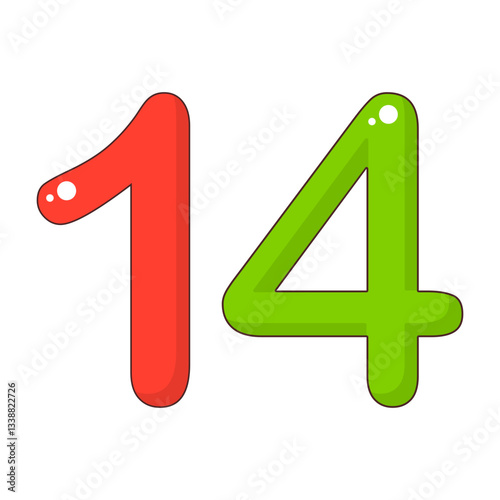Number 14 Colorful Symbol