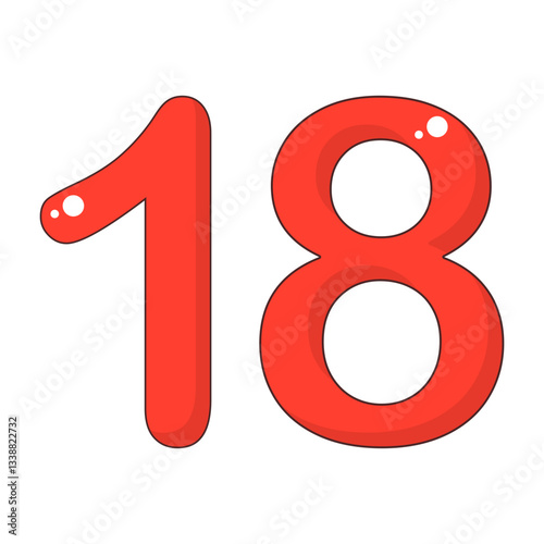 Number 18 Colorful Symbol