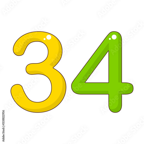 Number 34 Colorful Symbol