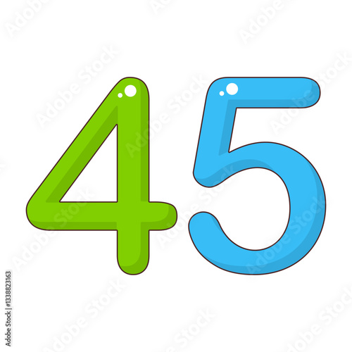 Number 45 Colorful Symbol