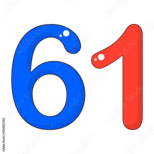 Number 61 Colorful Symbol