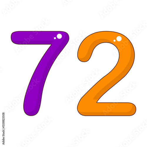 Number 72 Colorful Symbol