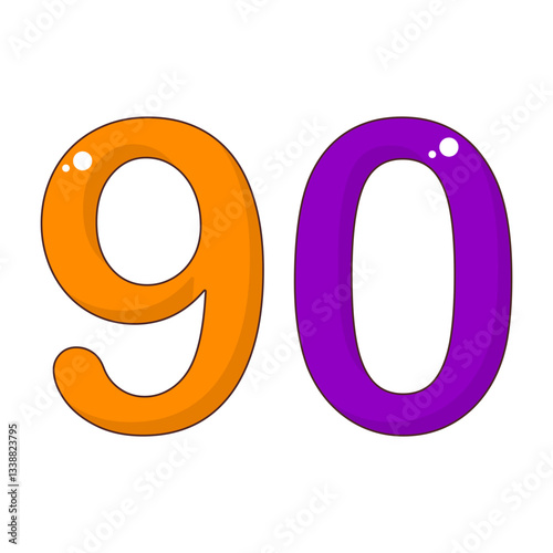 Number 90 Colorful Symbol