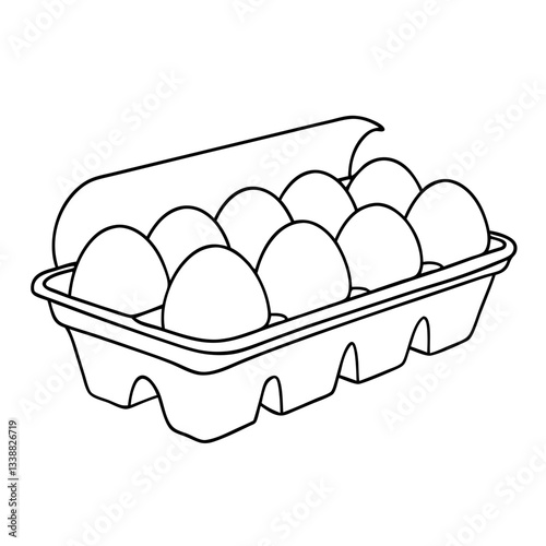 Egg carton containing ten eggs in a minimalist style  