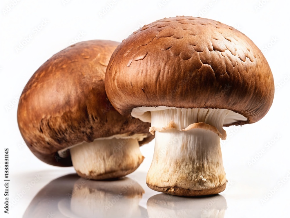 Fototapeta premium Royal Brown Champignon Mushrooms Silhouette, Isolated White Background