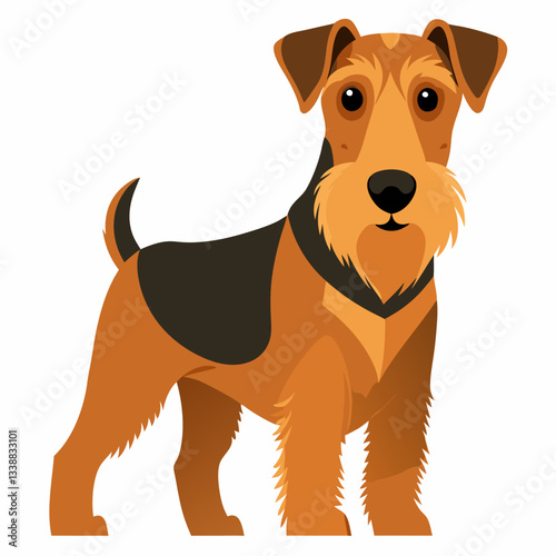 Airedale Terrier Pose: An Airedale Terrier strikes a poised stance, showcasing its distinctive coat and intelligent gaze, reflecting the breed's proud and loyal nature.