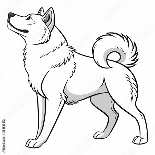 Loyal Companion: A meticulously detailed illustration of a dignified dog, rendered with clean lines and a focus on form, standing proudly, epitomizing loyalty and canine grace.