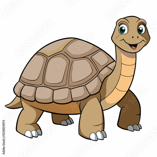 Vector art of a cute cartoon turtle illustration vector design isolated on white background