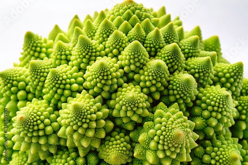 Romanesco Broccoli Close-Up: Fractal Vegetable Texture Stock Photo