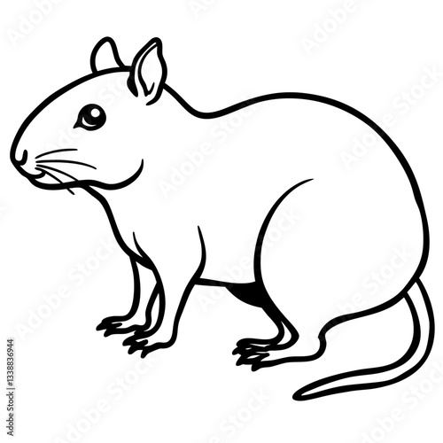 A small rat sits in profile view, isolated on white background illustration vector design