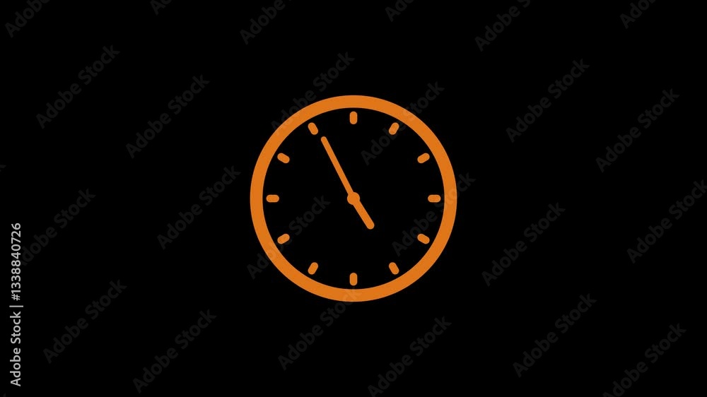 Minimalist Clock Isolated Animation, Minimalist clock icon with white hands and markers on a black background Minimalist Clock Isolated Animation, Minimalist clock icon with white hands and markers on a black background
