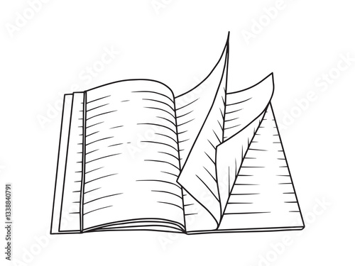 Hand Drawn Book Line Art Illustration