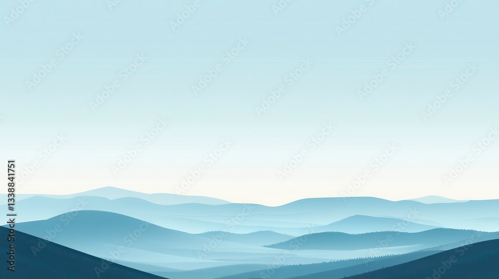 Obraz premium Serene Blue Mountain Range Minimalist Landscape Photography