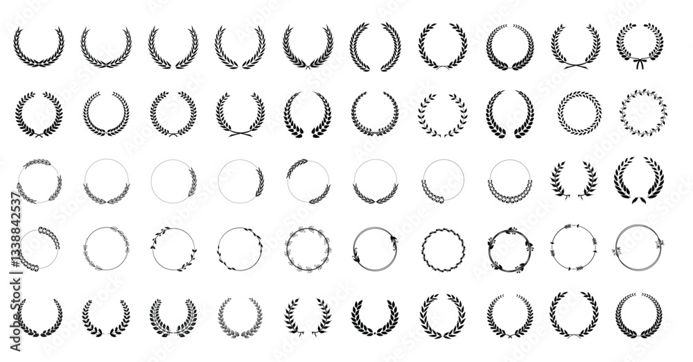 A set of Laurel wreaths collection. Laurel wreaths vector set, Simple black laurel wreath vector icon set. Award, success, champion sign EPS 10 A set of Laurel wreaths collection. Laurel wreaths vector set, Simple black laurel wreath vector icon set. Award, success, champion sign EPS 10