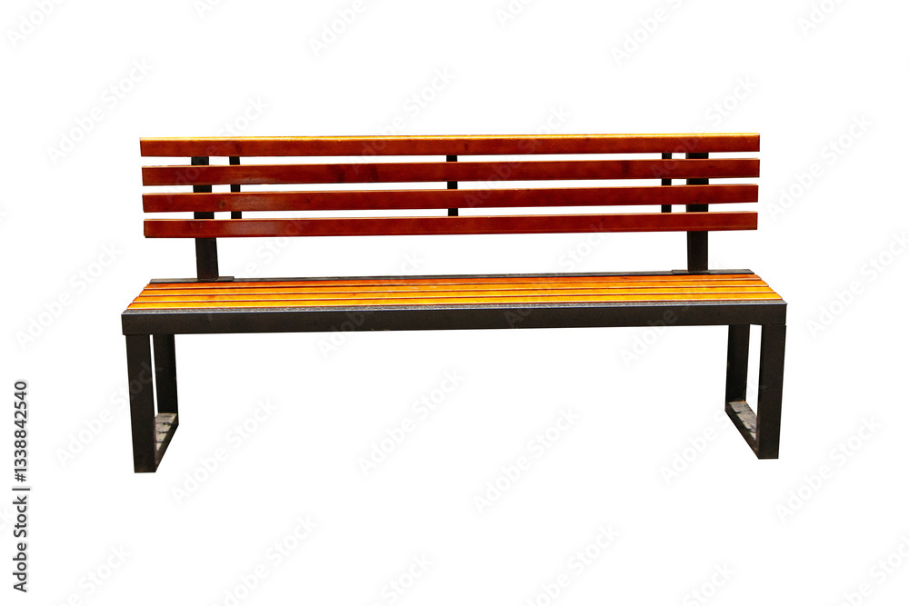 Brown wood public chair or bench for sit waiting everything isolated on cut out PNG or transparent background. Chairs in ordinary empty waiting room. Brown wood public chair or bench for sit waiting everything isolated on cut out PNG or transparent background. Chairs in ordinary empty waiting room.