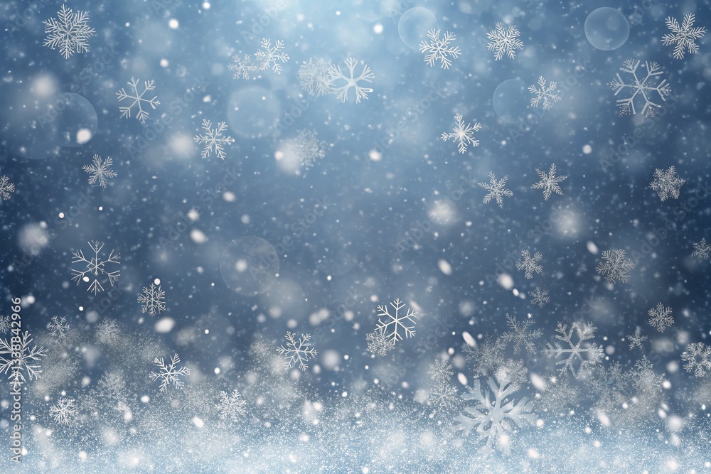 Obraz premium Realistic Falling Snow Overlay - Winter Background with Copy Space