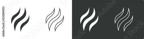 Minimalist Steam Wave Icon – Black and White Abstract Symbol for Branding and Design