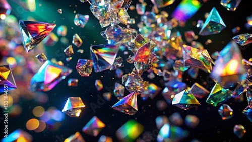 Rainbow Prisms & Crystal Fragments: Dramatic Bokeh Stock Photo