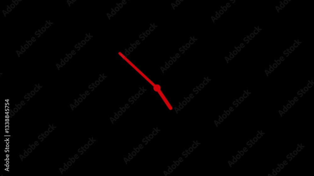 Minimalist Clock Design on Black Background Animation, A minimalist clock design with a black background and clock hands indicating a time Minimalist Clock Design on Black Background Animation, A minimalist clock design with a black background and clock hands indicating a time