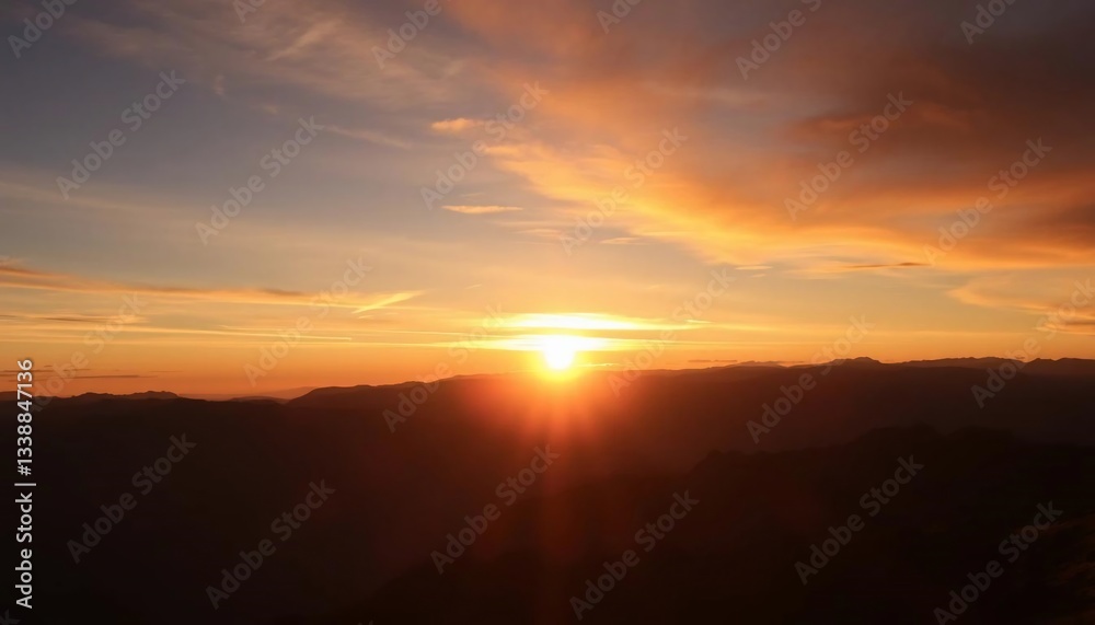 Majestic Sunset Over Mountain Ranges Majestic Sunset Over Mountain Ranges
