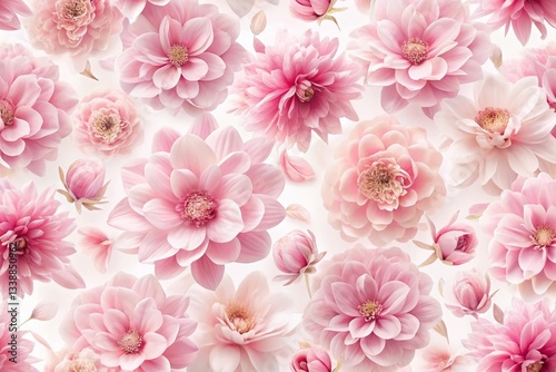 Pink Flower Wallpaper: Delicate Floral Pattern on White Background