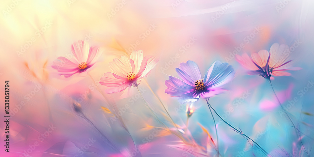 Obraz premium Magical vibrant nature background of blossom. Perfect for cosmetics, spa, perfume, beauty salon, florist shop, health care product, homeopathy, aromatherapy