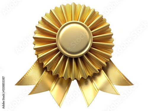 Golden Award Ribbon with Intricate Folds, Polished Gold Finish, and Realistic Fabric Texture