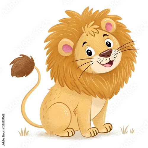 Cute Cartoon Lion Clipart with Fluffy Mane and Playful Expression